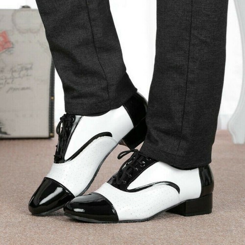 Uomo Scarpe da Ballo pelle Latino Valzer Tango Tacco Basso Traspirante  Morbido | eBay