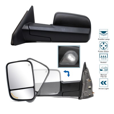 Pair Tow Mirrors Fit 03-08 Ram 1500 2500 3500 Power Heat+Arrow Lamp Puddle Light