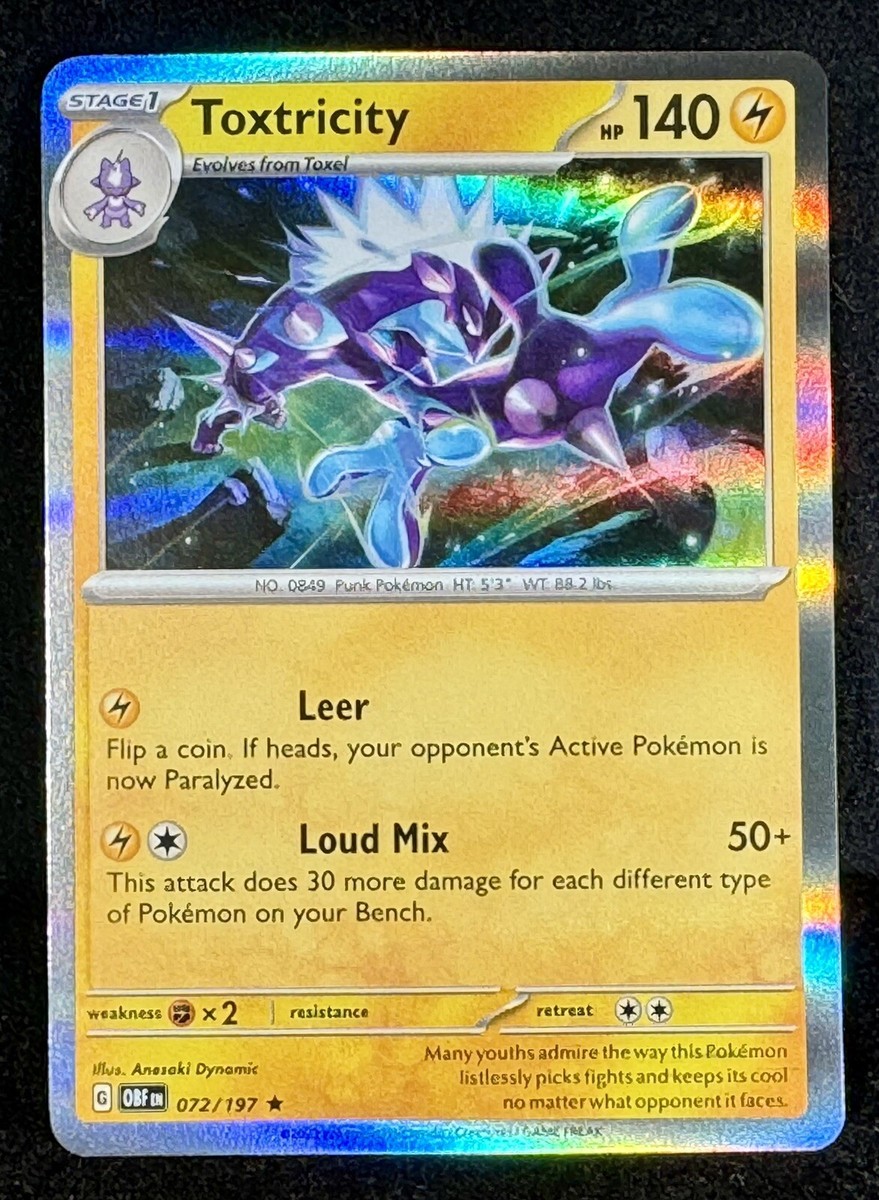🔥Toxtricity Paldean Fates 072/197 HOLO Rare “TRUE” Pokemon PUNK