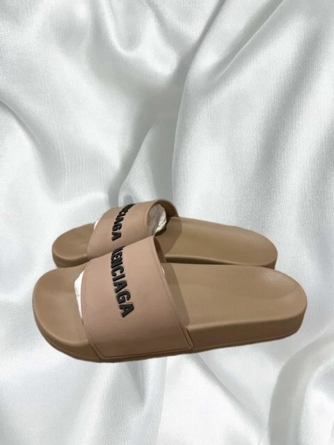 Tobogán de piscina Balenciaga ligeramente usado logotipo de goma sin cordones beige/negro C 37/EE. UU. 6,5 Foto 4 de 4