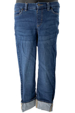 Denim  Co. Easy Stretch Cuffed Slim Straight Jeans Medium Wash