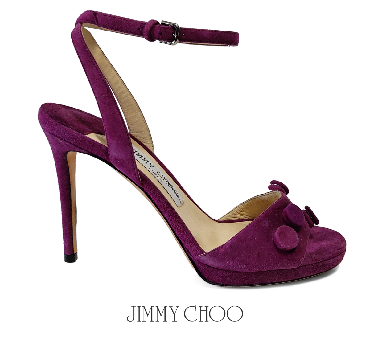 Jimmy Choo Electra 100 Purple Suede Slingback Sandals US 7 High