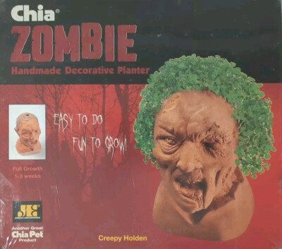 Chia Zombie Creepy Holden Handmade Decorative Planter NEW in Sealed Package