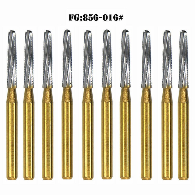 1 Box Dental Carbide Bur Burrs Metal Crown Cutting FG856 016 Titanium