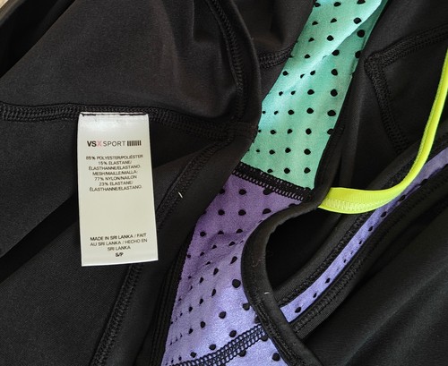 Victorias Secret VSX Sport Workout Tank Black Purple Green Mesh Racer Back Top S - Picture 7 of 10