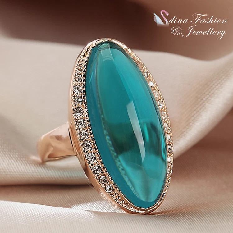 18K Rose Gold Filled Semi-Precious Stone Vintage Marquise Cut Emerald Ring Foto 2 de 4