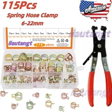6-22mm Hose Clamp Assortment Kit Steel Spring Clip Water Fuel Tube Pipe 115PCS