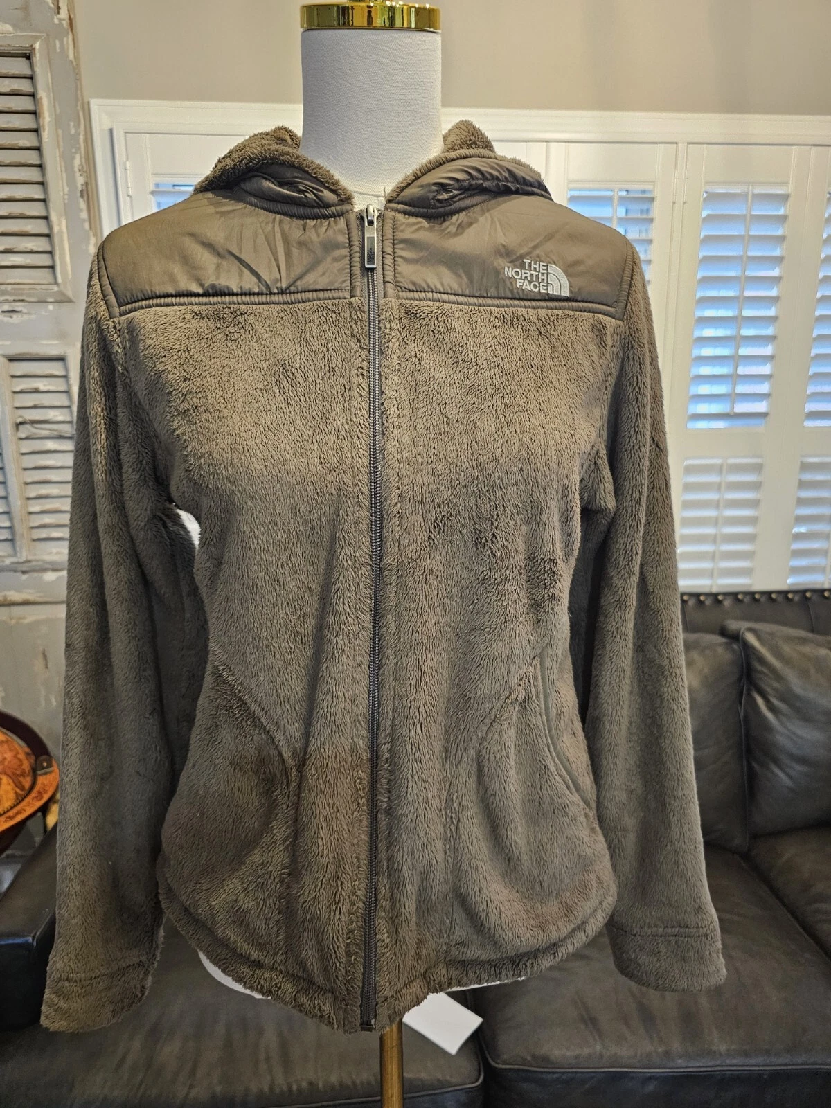 The North Face Women’s S/P Brown Fleece Full Zip Hoodie Jacket Embroidered Logo