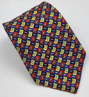 Turnbull & Asser Silk Tie Red Yellow Blue White Geometric Men England 57 x 3.5