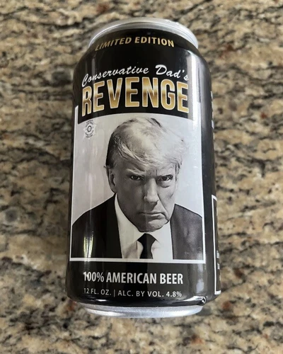 Limited Edition Conservative Dad's REVENGE Trump Mugshot Beer EMPTY Can 🇺🇸