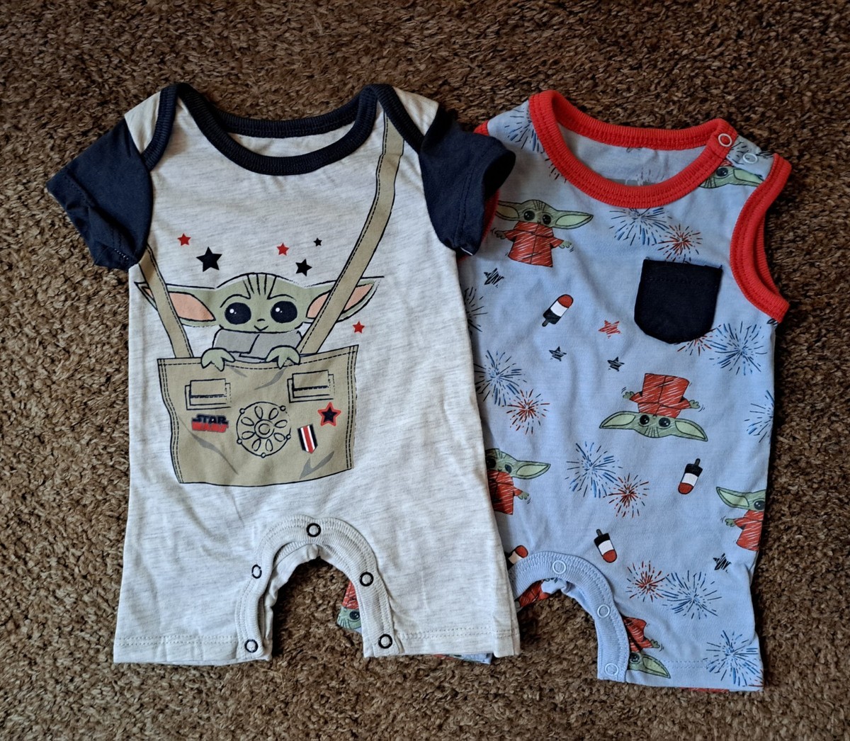 Star Wars Grogu Baby Yoda Mandalorian 4th Of July Romper Size Newborn