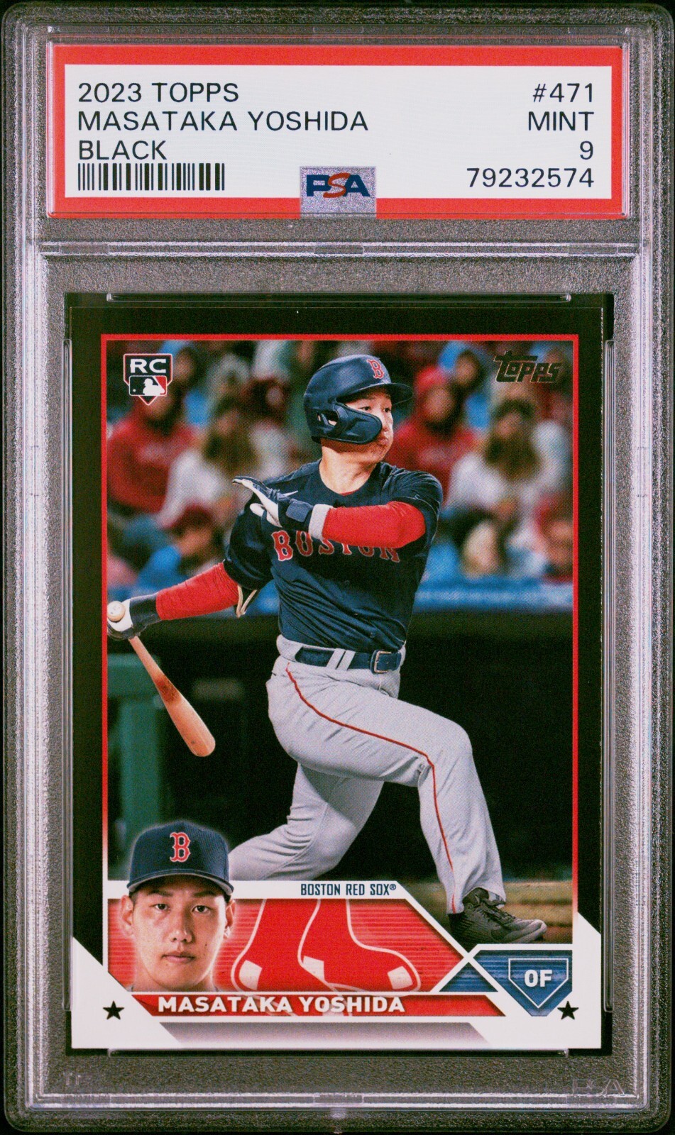 Masataka Yoshida 2023 Topps Series 2 Baseball Black Rookie Card /72 #471 PSA 9