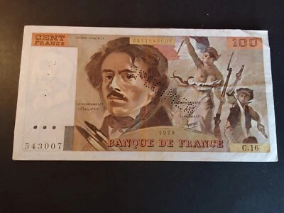 100 FRANCS DELACROIX 1979 ALPHABET C.16 PERFORE SPECIMEN - Photo 1/2