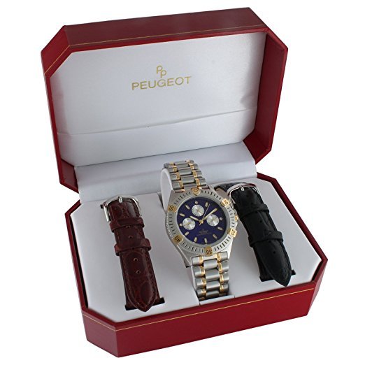 Peugeot Men's 682 Multifunction Interchangeable Leather Strap