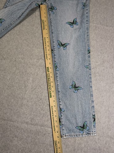 Jeans Pacsun Dad donna stampa farfalla gamba dritta lunghezza intera bottoni taglia 26 - Foto 10 di 12