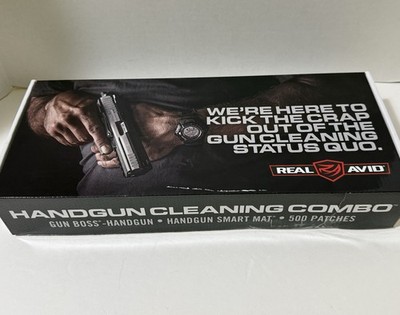 REAL AVID HANDGUN CLEANING COMBO: GUN BOSS HANDGUN / SMART MAT /CLEANING PATCHES
