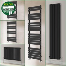 Black Flat Panel Bathroom Designer Radiator Towel Rail Central Heating Rads UK