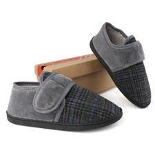 Tiestra Mens Wide Fit Slippers Easy Close Warm House Shoes for Swollen Feet