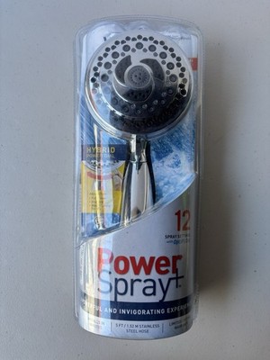 Waterpik Power Spray + 12 Spray Settings Handheld Premium Stainless Steel Hose