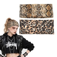 2 Pack Grommet Wide Headbands Hollow Out Eyelet Elastic Punk Grunge Head Wrap
