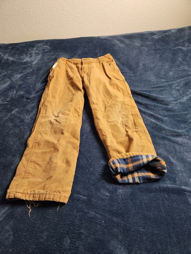 Vintage Carhartt Fleece Lined Canvas Pants Kids Size 7 Brown Western Cowboy - Picture 3 of 10