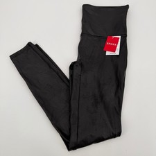 Spanx Faux Leather Leggings Black High Waisted Slimming Style Large Edgy Vegan