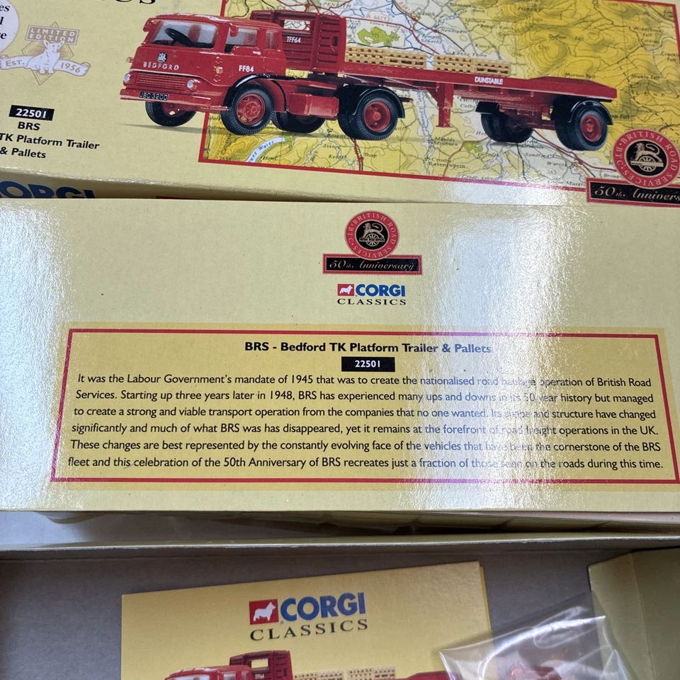 Remolque de plataforma y palets Corgi 22501 BRS Bedford TK en caja sin usar, en caja - enviado a EE. UU. Foto 4 de 4
