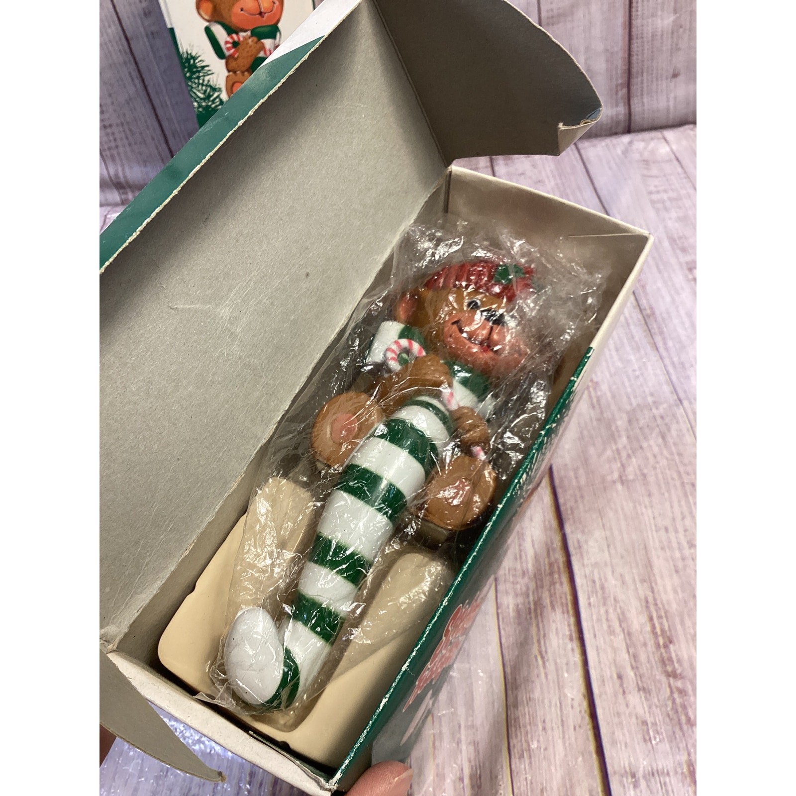 2 Vintage NIB Holiday Bear Stocking Hanger Teddybears Christmas Holder Plastic