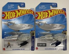 2 Hot Wheels Star Trek U.S.S. Enterprise NCC-1701 X1630 Die-cast Toy Space Ship