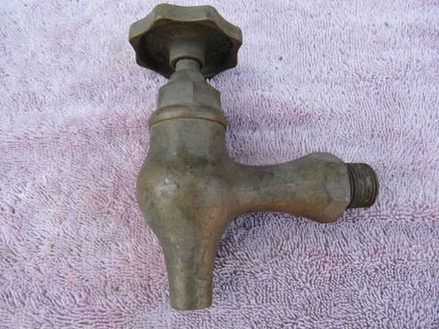 Antique vintage water faucets fittings bronze brass nickel group of 5 1900-1940 - Image 3 of 4