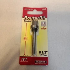 Milescraft 2216 1/2-Inch Bearing Guided Straight Router Bit for Mortising NIB