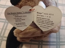 TY Beanie Baby - RINGO the Raccoon 8 inch - MWMTs Stuffed Animal Toy