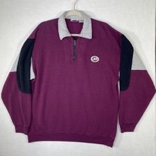 Vintage Dunlop Men's XL Color Block Collared Quarter Zip Soft Sweatshirt