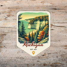 Michigan State Sticker Retro Travel Vinyl Decal for Laptop Water Bottle Car
