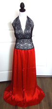 NWOT Elegant Long Black Lace Red Nightgown Nylon Gown Nightie Plus Size 2XL-3XL