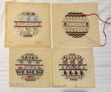 CS Needlepoint Canvas Christmas Ornaments Rounds Joy Peace Noel Lot 4 Partial