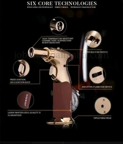 Gold JOBON Torch Jet Lighter Windproof Refillable Gas Baking Welding Flame New - Picture 3 of 3