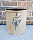 Antique Primitive 4 Gallon Red Wing Stoneware Crock Salt Glaze, Cobalt Bee Sting