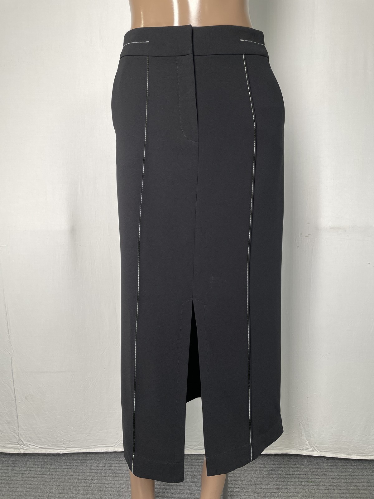 M.M.LAFLEUR Womens Midi Skirt Black Size 14 The Meghan Everyday Crepe Topstitch