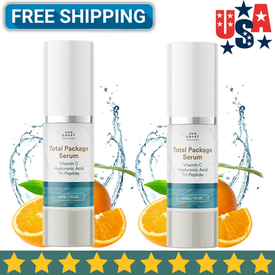 #ad Sun Coast Sciences Total Package Serum w Vitamin C Hyaluronic Acid Tri Peptide $28.99