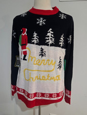 Tipsy Elves Merry Christmas Men's Crewneck Sweater Size Large L yellow snow NWT
