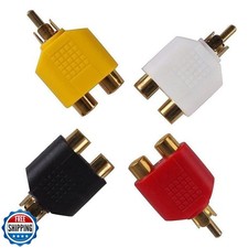 QDiShi 4 Pcs RCA Y Splitter Plug Adapter 2 Female to 1 Male for Audio Video A
