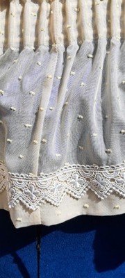 Feiner Vorhang Gardine Querbehang 7tlg creme weiß Polka Dots Shabby vintage