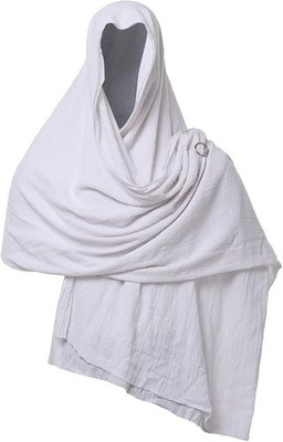 Schal Kapuze Brosche Mittelalter Schamane Fremen Jedi Cosplay Kostüm weiß