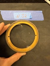 (N32) Antique French Mantle Clock Back Bezel Door Part Brass & Beveled Glass