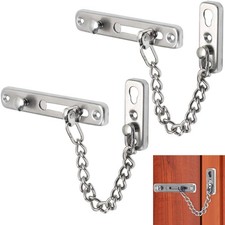 2 Pc Bolt Entry Security Door Chain Guard Latch Slide Lock Home Security