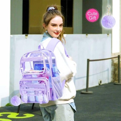 3PCS Clear Backpack Heavy Duty See Through School Bag for 