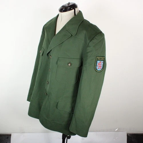 Vintage Polizei Jacket Mens 58 German Police Uniform Blazer Förstergrün Forest