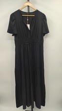Quince Women Washable Stretch Silk Tiered Maxi Dress Black M
