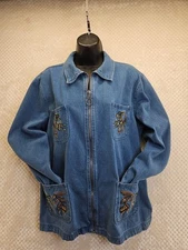 Vintage Passion 1 Denim Jacket Women's Sz M (Relax) Kokopelli Design S-west Used